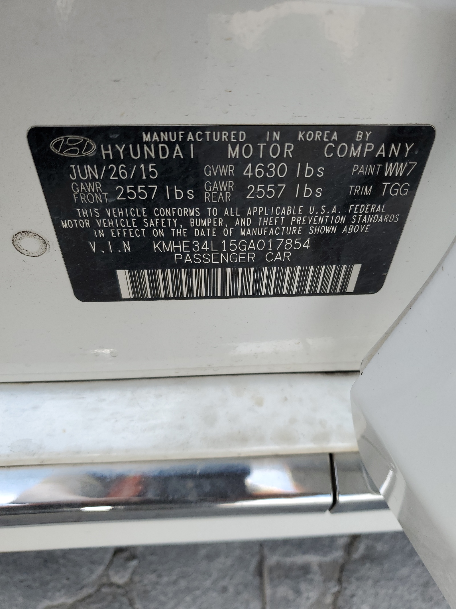 KMHE34L15GA017854 2016 Hyundai Sonata Hybrid