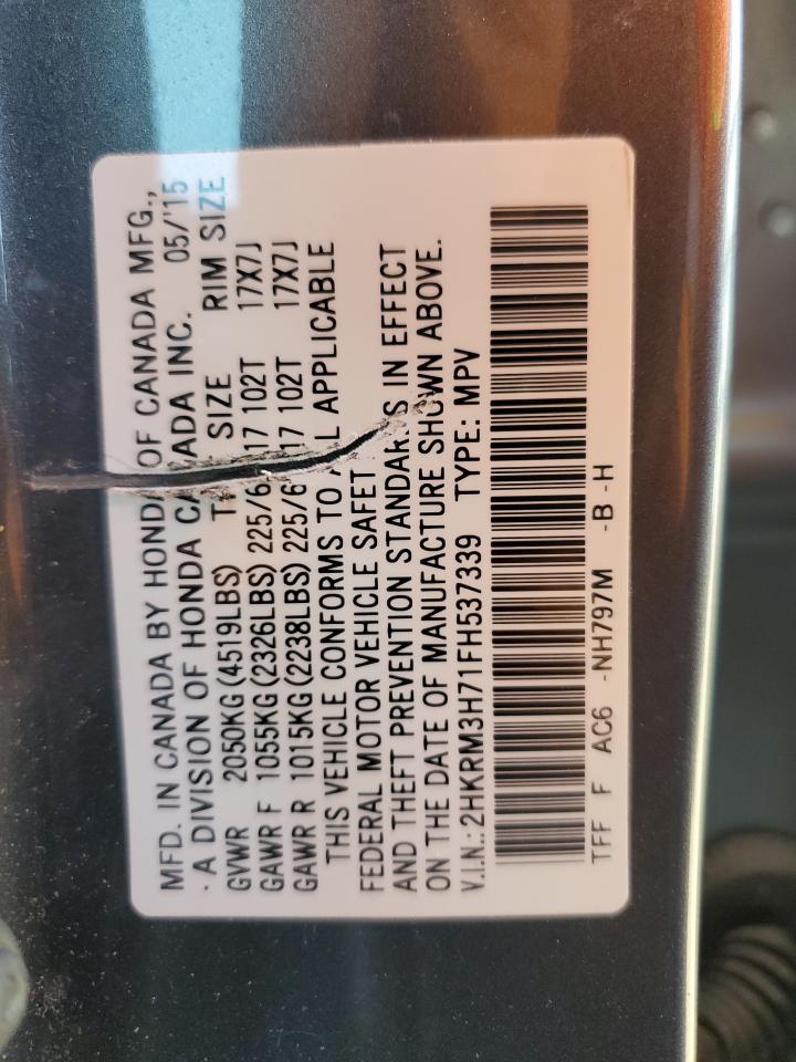 2015 Honda Cr-V Exl VIN: 2HKRM3H71FH537339 Lot: 65951514