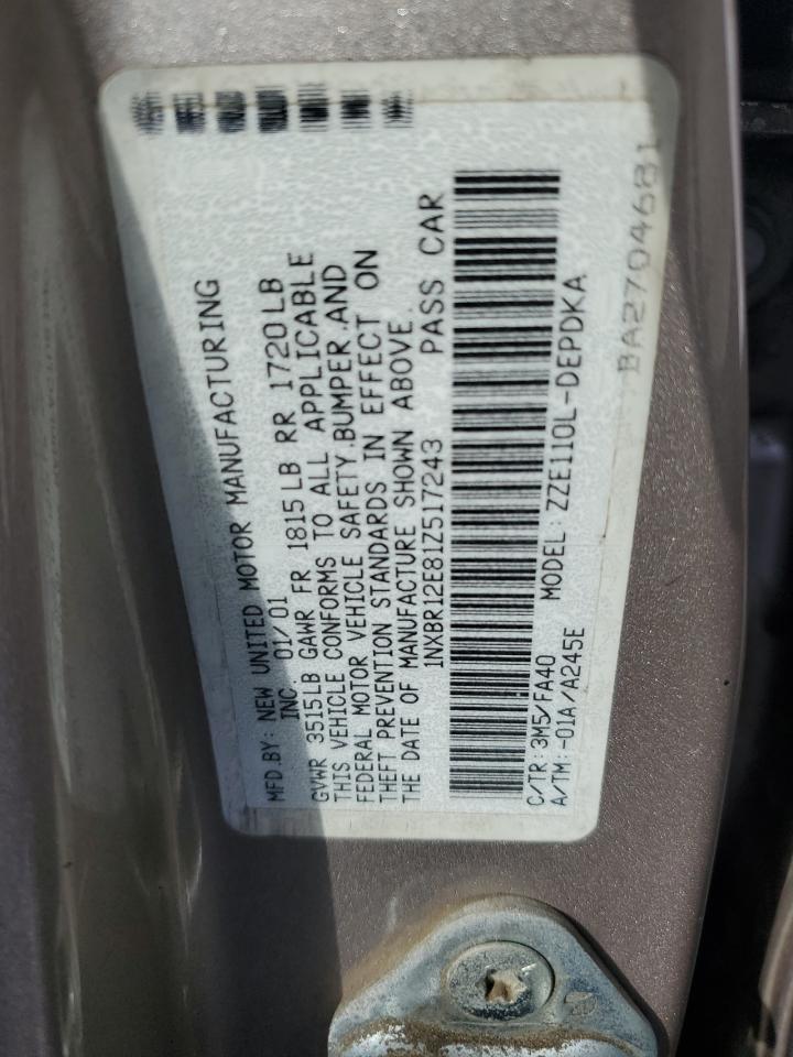 2001 Toyota Corolla Ce VIN: 1NXBR12E81Z517243 Lot: 69615174