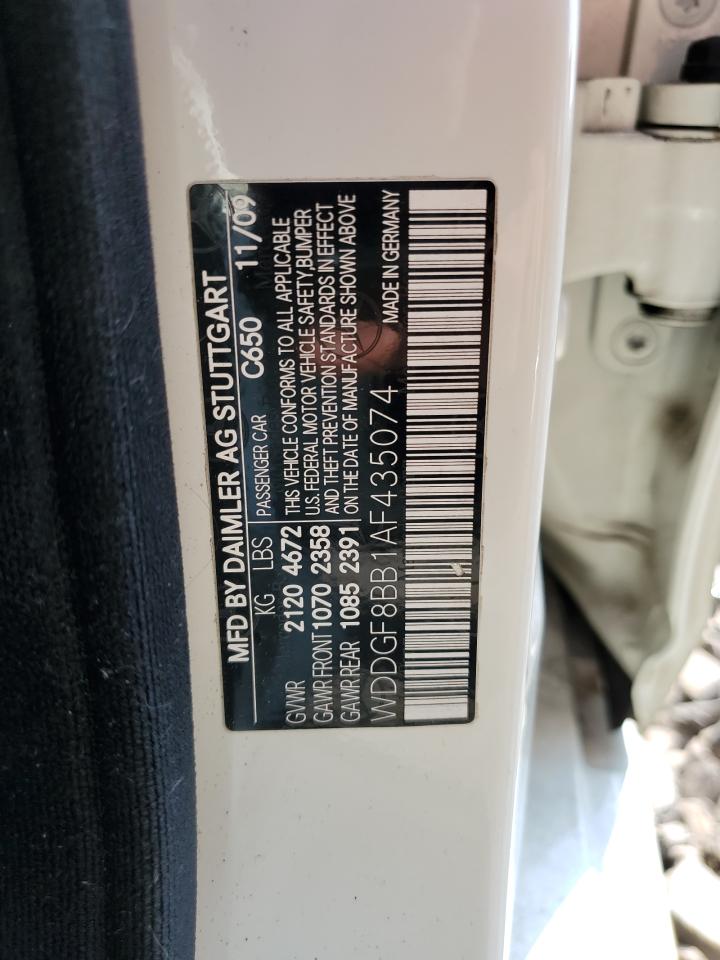 2010 Mercedes-Benz C 300 4Matic VIN: WDDGF8BB1AF435074 Lot: 67029624