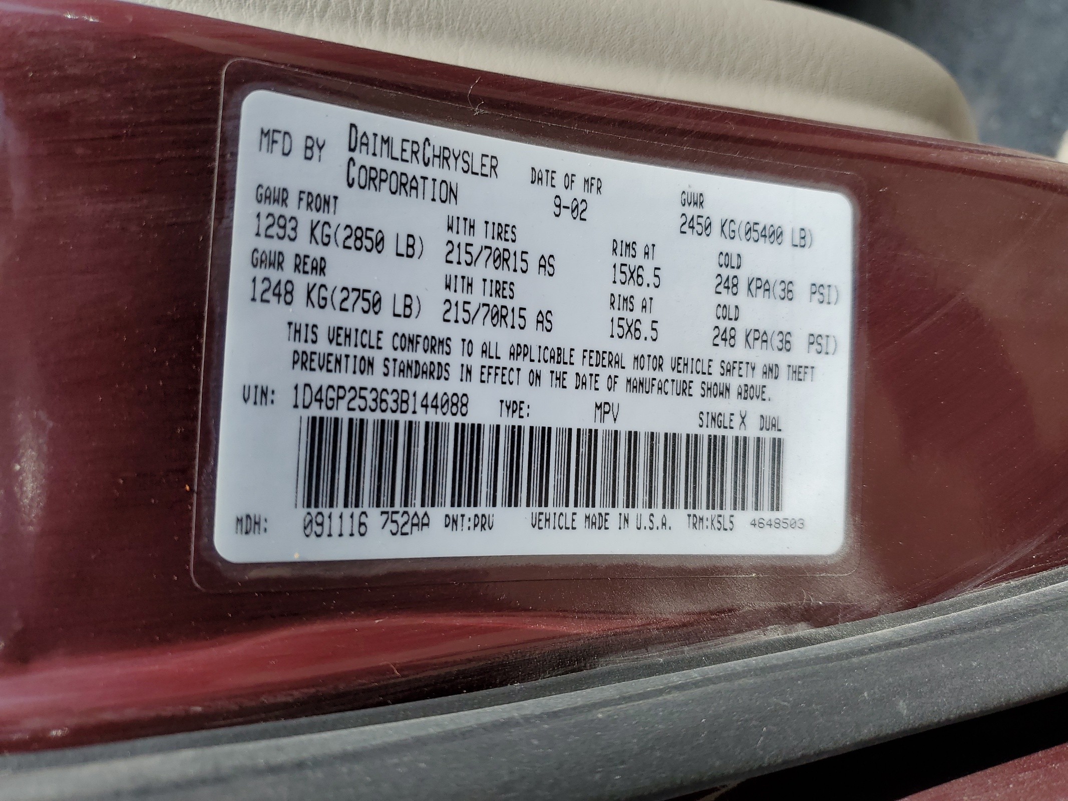 1D4GP25363B144088 2003 Dodge Caravan Se