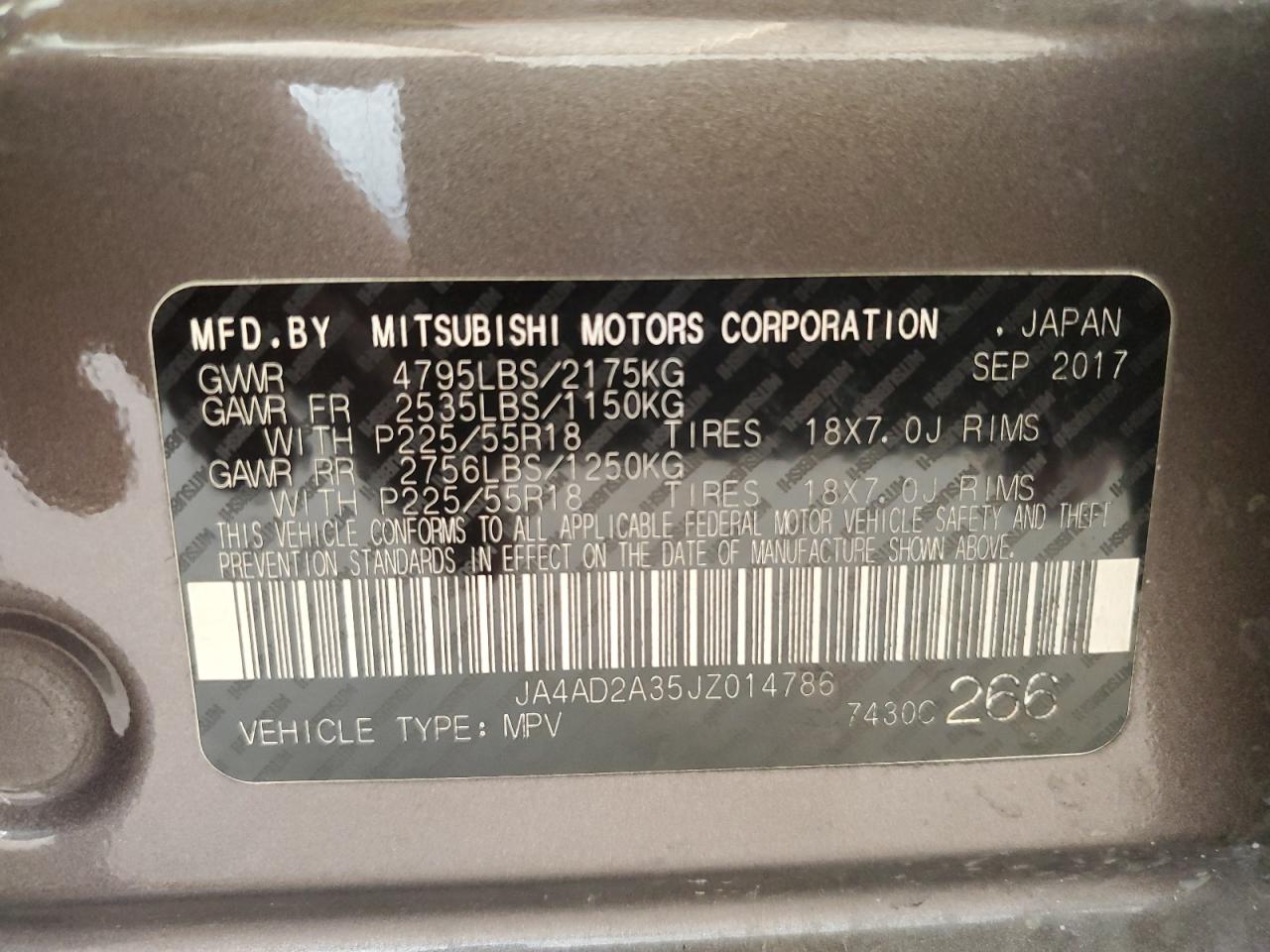 2018 Mitsubishi Outlander Es VIN: JA4AD2A35JZ014786 Lot: 66684434