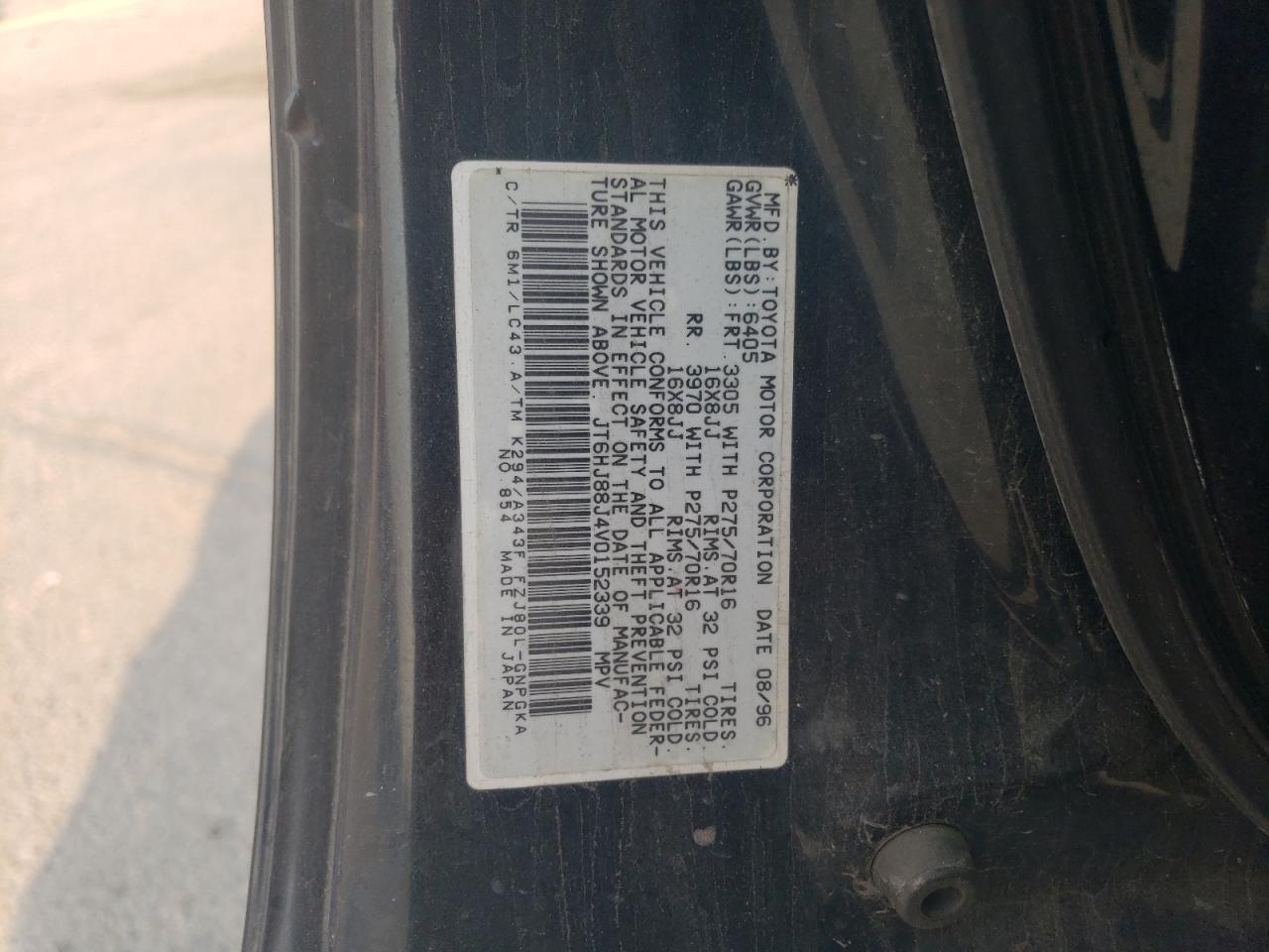 JT6HJ88J4V0152339 1997 Lexus Lx 450