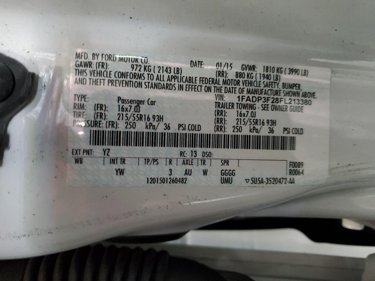 1FADP3F28FL213380 2015 Ford Focus Se