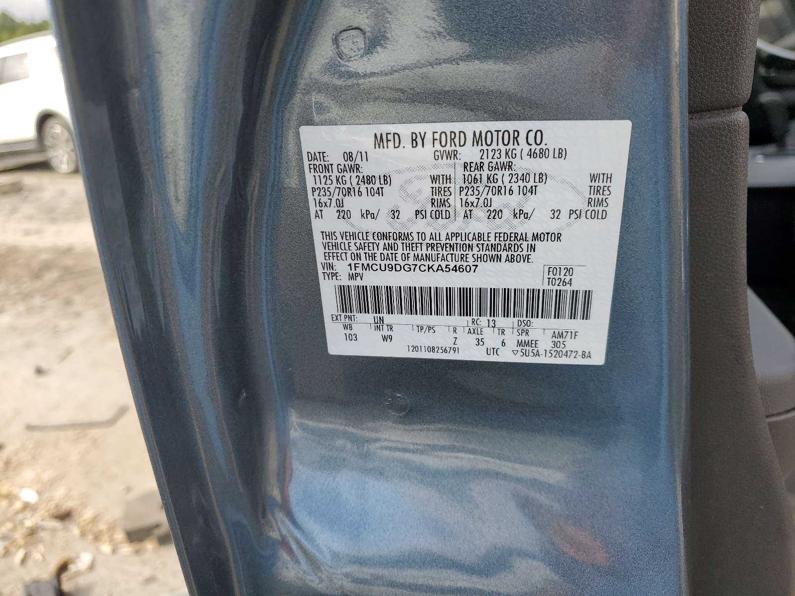 1FMCU9DG7CKA54607 2012 Ford Escape Xlt