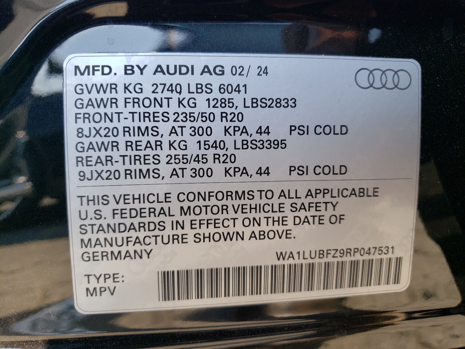 WA1LUBFZ9RP047531 2024 Audi Q4 E-Tron Premium Plus