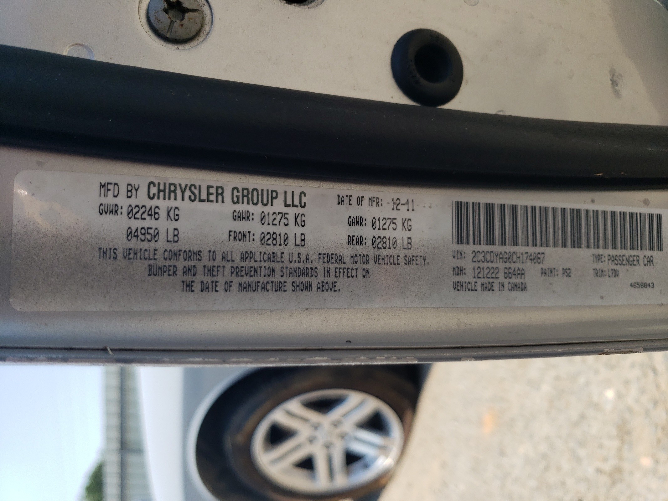 2C3CDYAG0CH174067 2012 Dodge Challenger Sxt