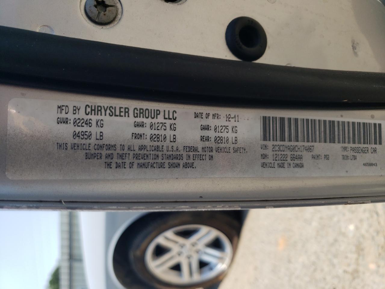 2012 Dodge Challenger Sxt VIN: 2C3CDYAG0CH174067 Lot: 66119904