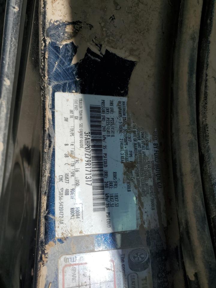 2009 Ford Fusion Se VIN: 3FAHP07Z79R171317 Lot: 66556754