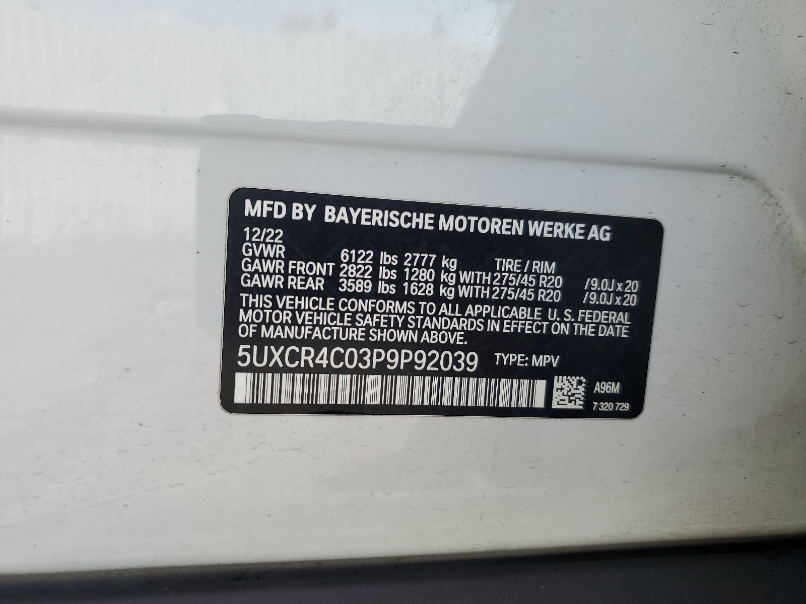 5UXCR4C03P9P92039 2023 BMW X5 Sdrive 40I