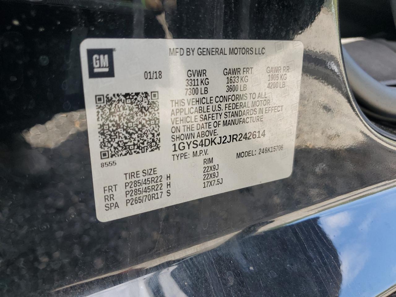 1GYS4DKJ2JR242614 2018 Cadillac Escalade Platinum