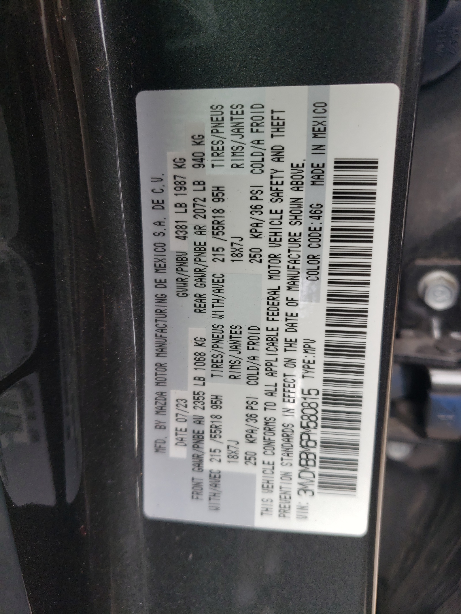 3MVDMBBM6PM580815 2023 Mazda Cx-30 Select