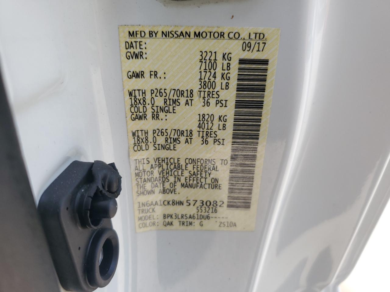 1N6AA1CK8HN573082 2017 Nissan Titan S