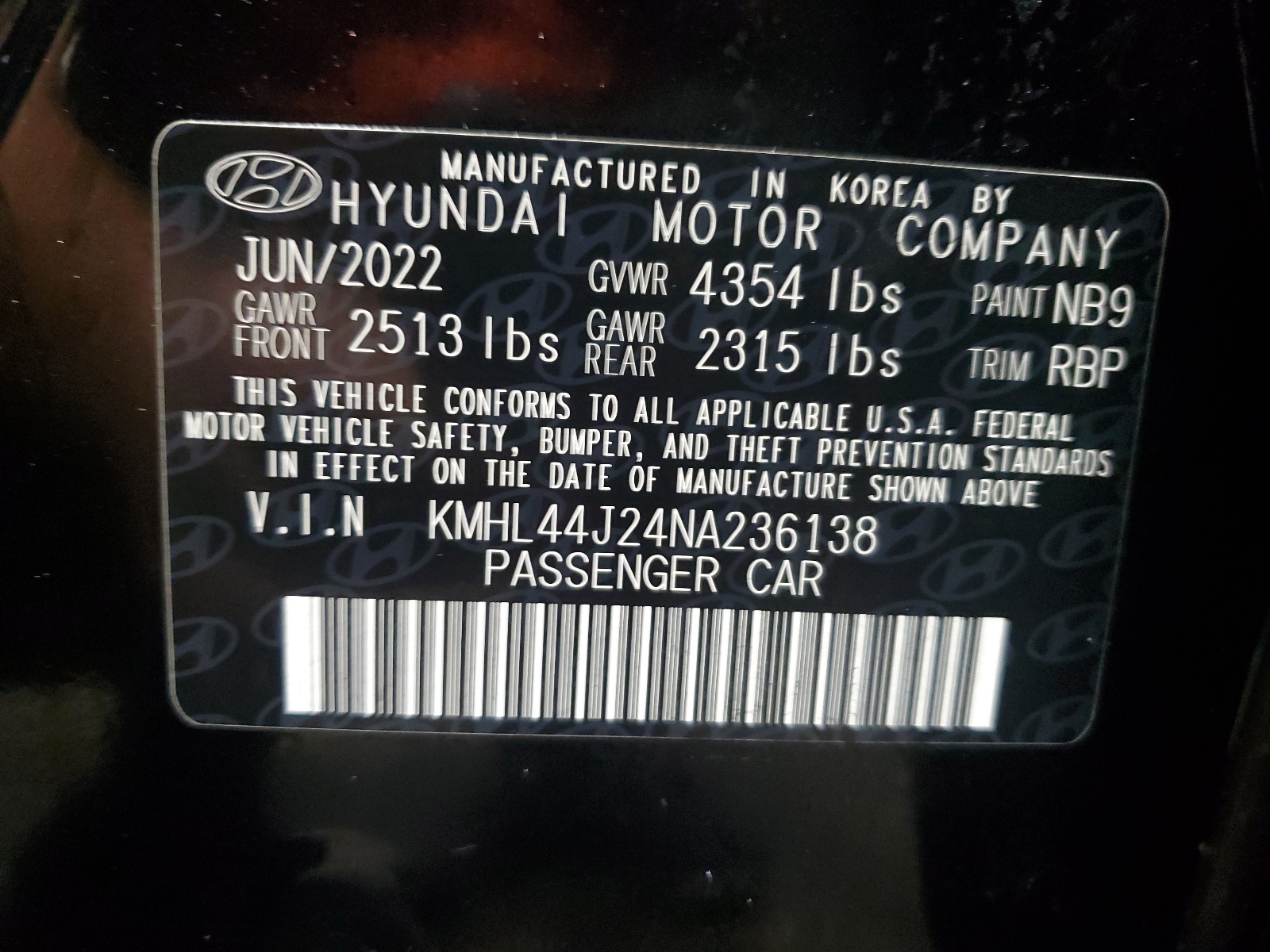 KMHL44J24NA236138 2022 Hyundai Sonata Sel Plus