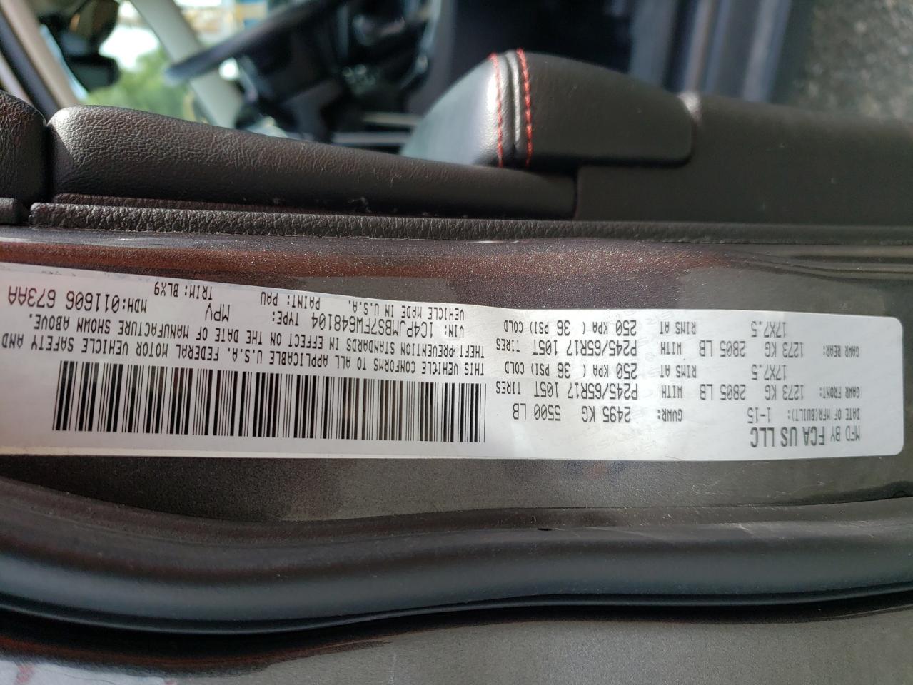 2015 Jeep Cherokee Trailhawk VIN: 1C4PJMBS7FW648104 Lot: 66021114