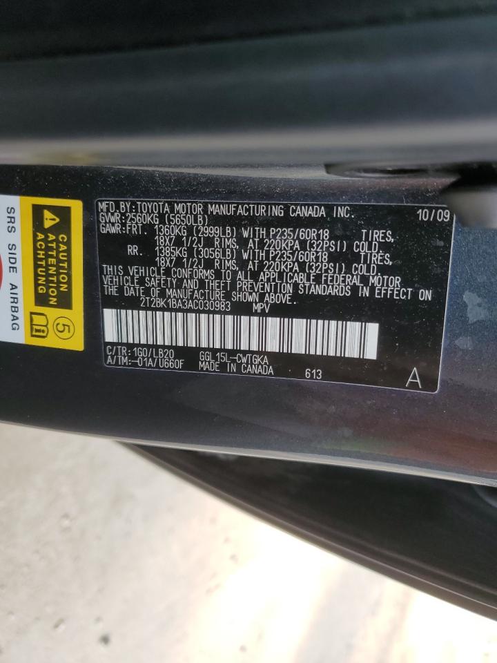 2010 Lexus Rx 350 VIN: 2T2BK1BA3AC030983 Lot: 68722274