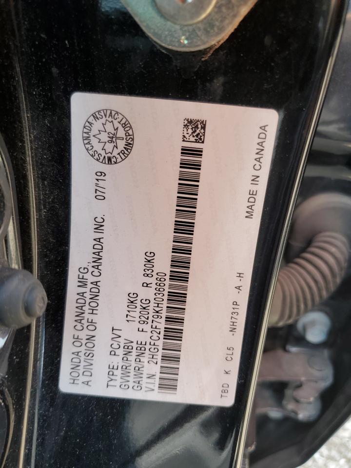 2HGFC2F79KH036660 2019 Honda Civic Ex