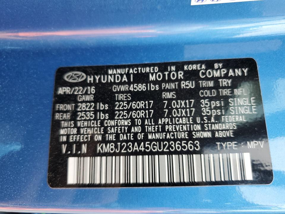 KM8J23A45GU236563 2016 Hyundai Tucson Se