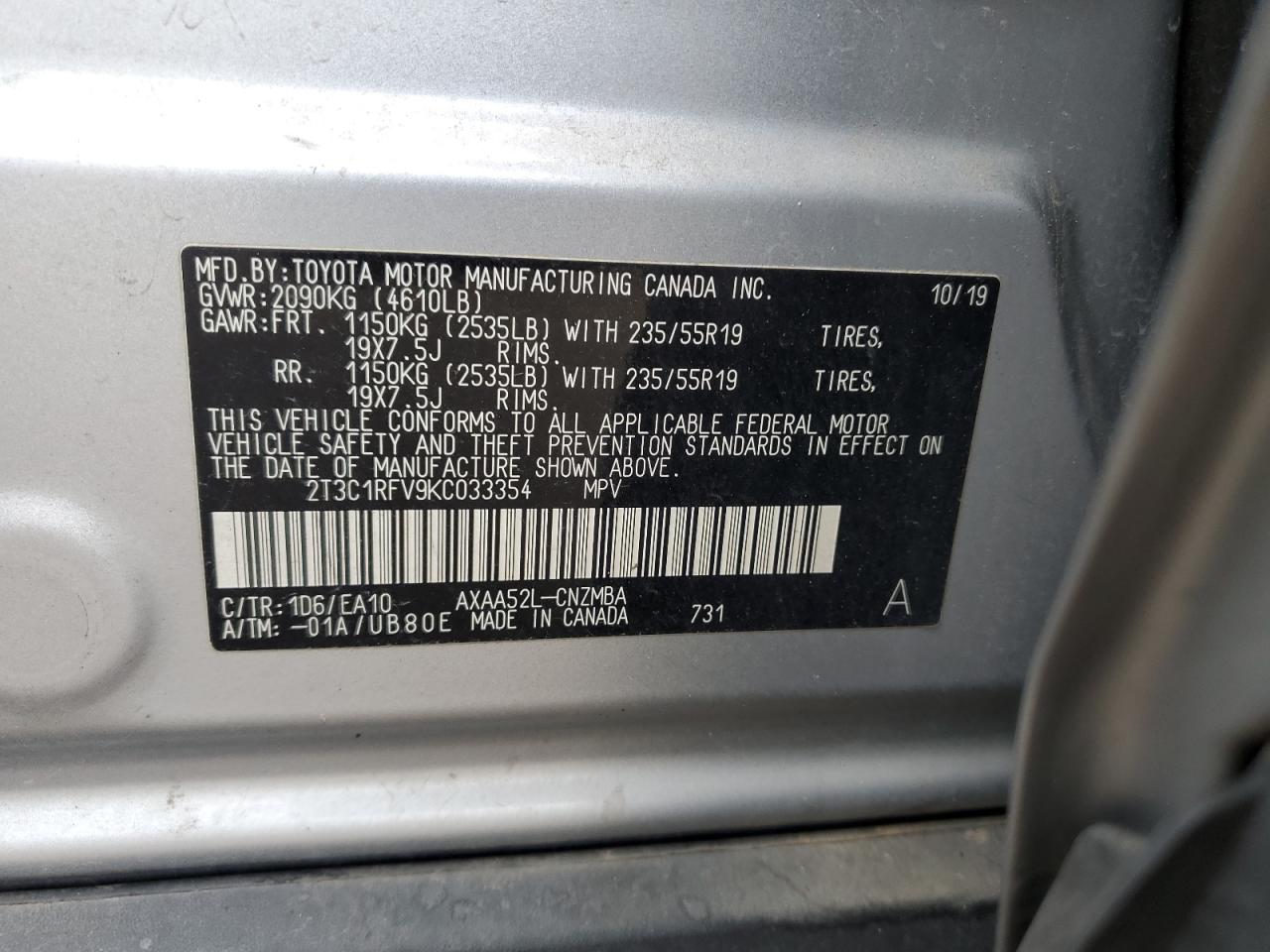 2T3C1RFV9KC033354 2019 TOYOTA RAV 4 - Image 15