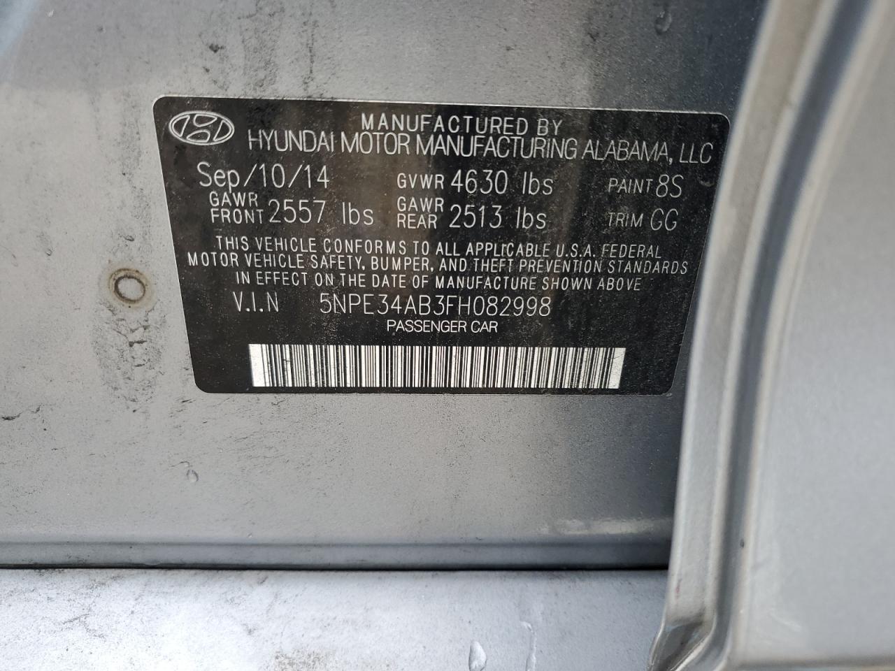 5NPE34AB3FH082998 2015 Hyundai Sonata Sport