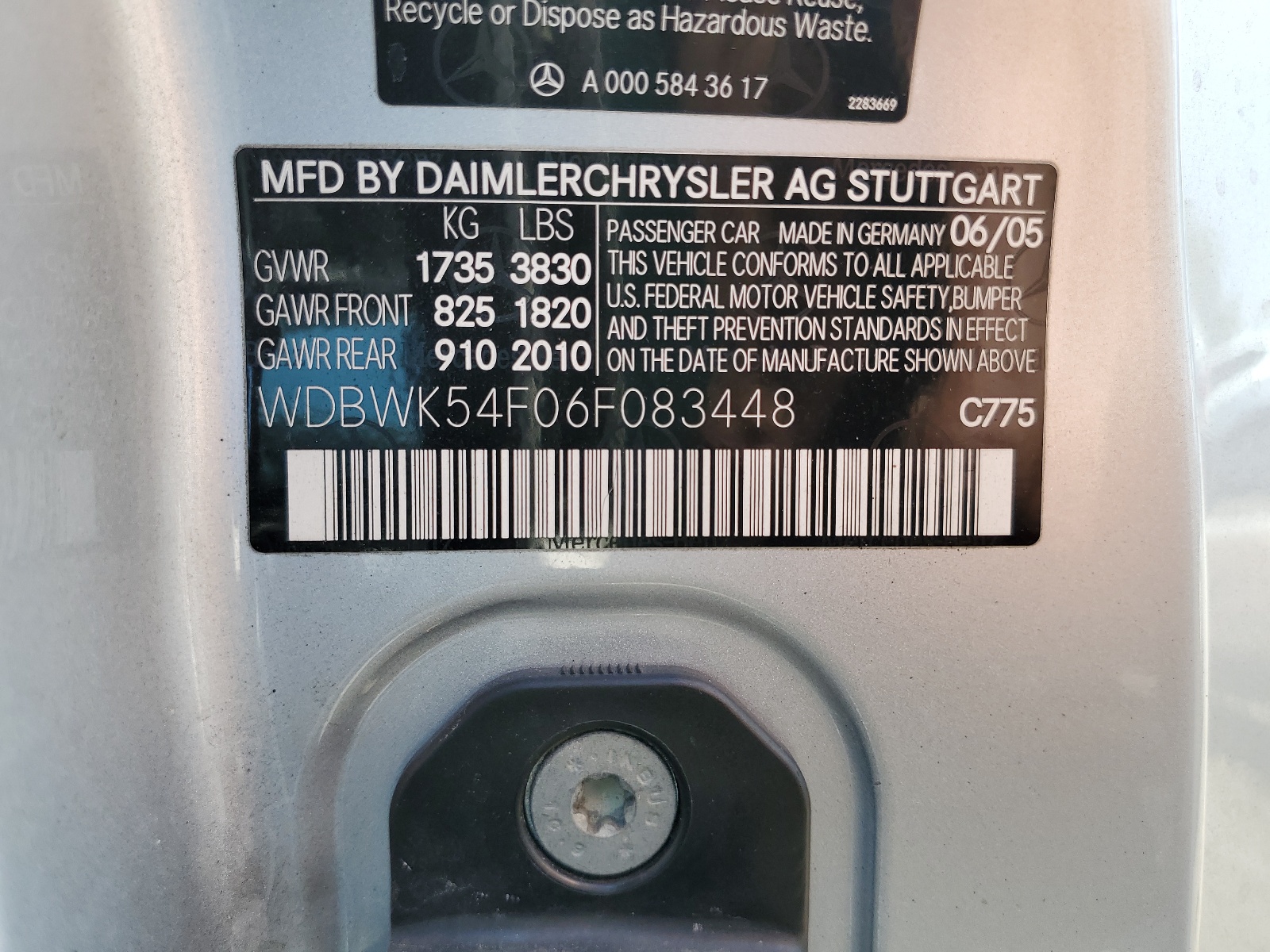 WDBWK54F06F083448 2006 Mercedes-Benz Slk 280