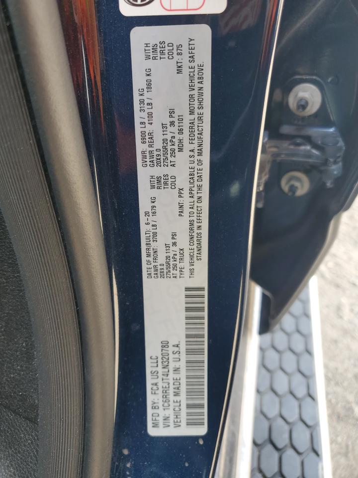 2020 Ram 1500 Laramie VIN: 1C6RREJT4LN320780 Lot: 65543304