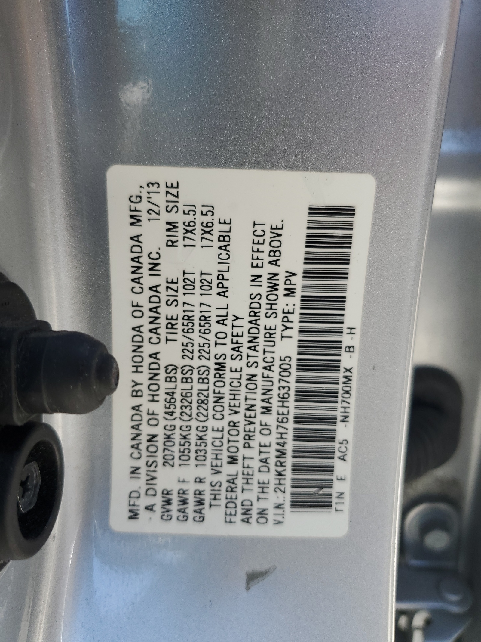 2HKRM4H76EH637005 2014 Honda Cr-V Exl