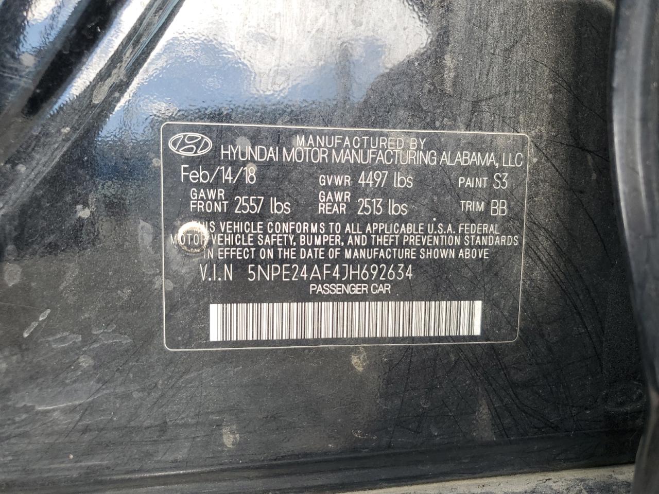 5NPE24AF4JH692634 2018 Hyundai Sonata Se