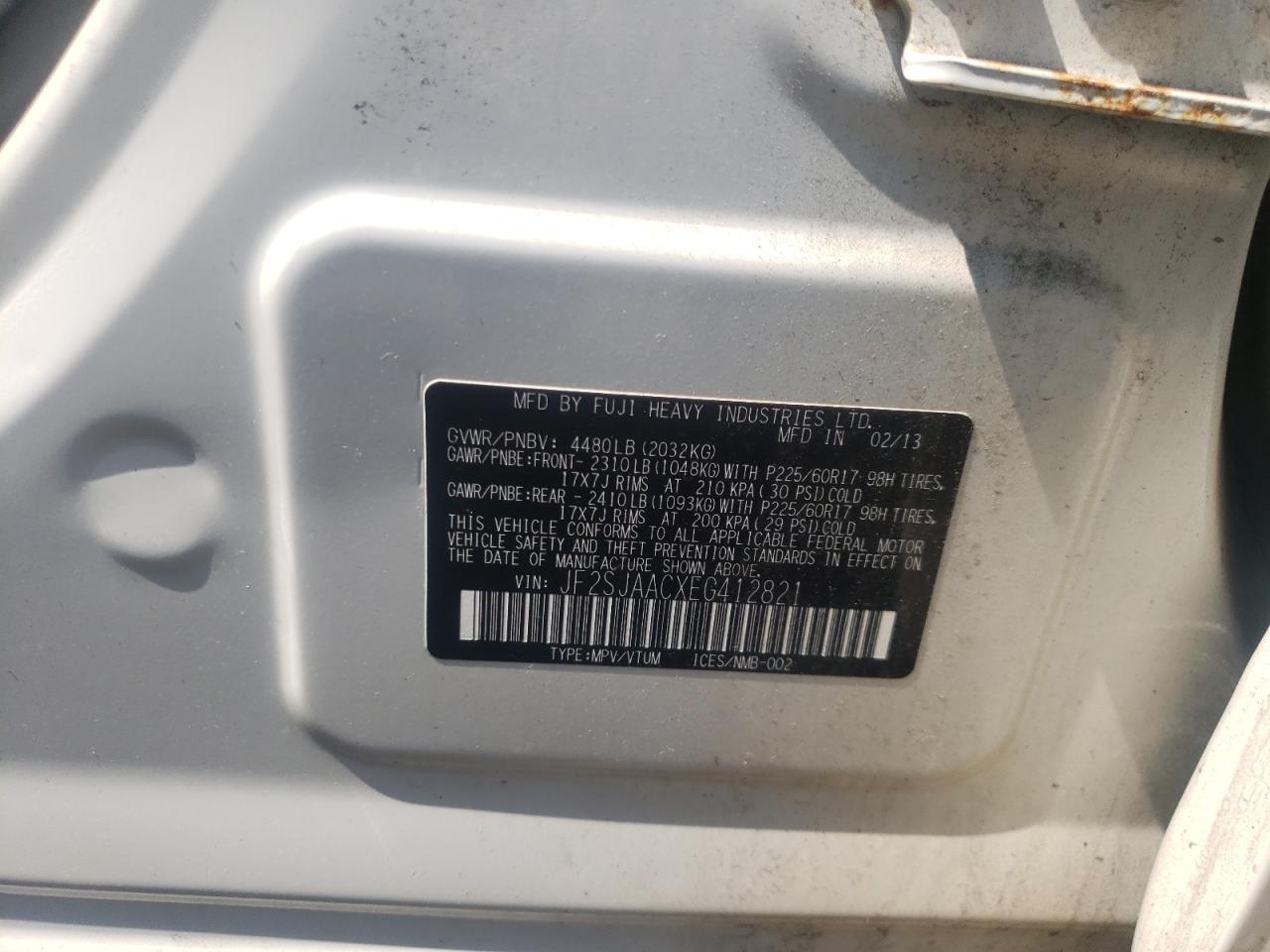 2014 Subaru Forester 2.5I VIN: JF2SJAACXEG412821 Lot: 69078794