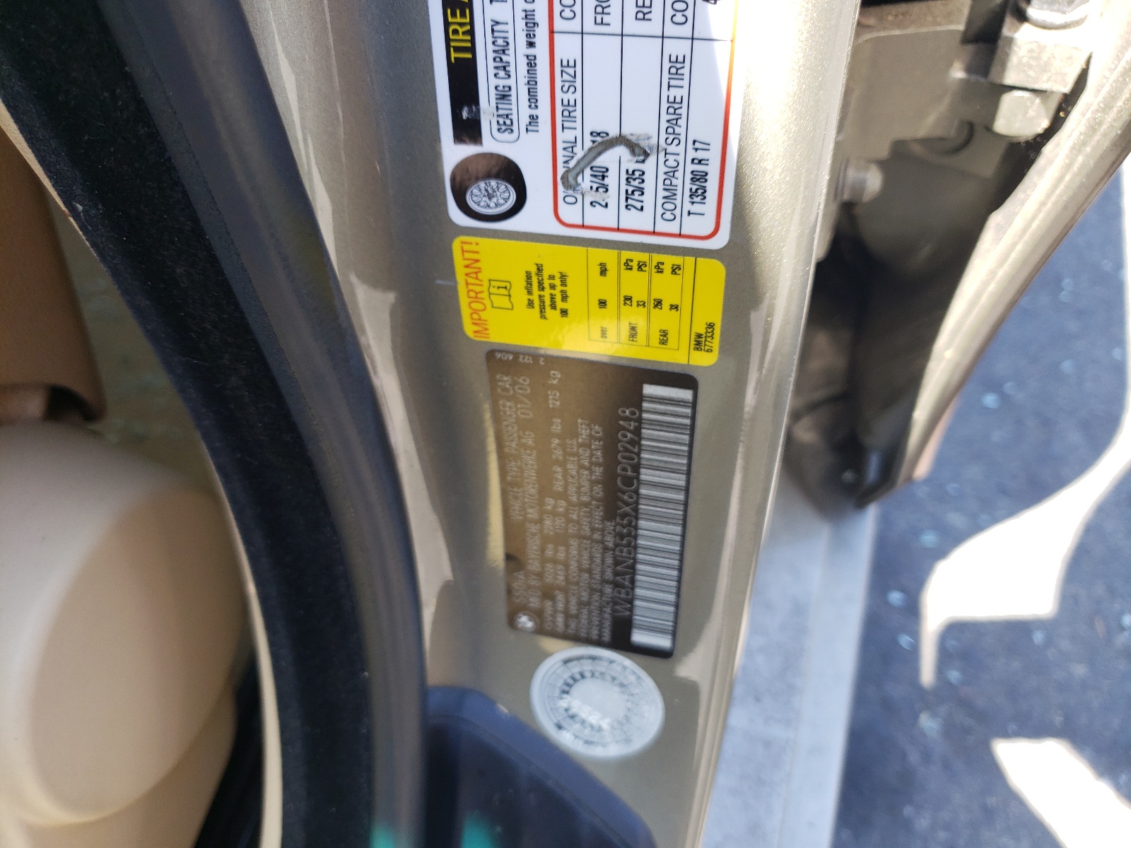 WBANB535X6CP02948 2006 BMW 550 I