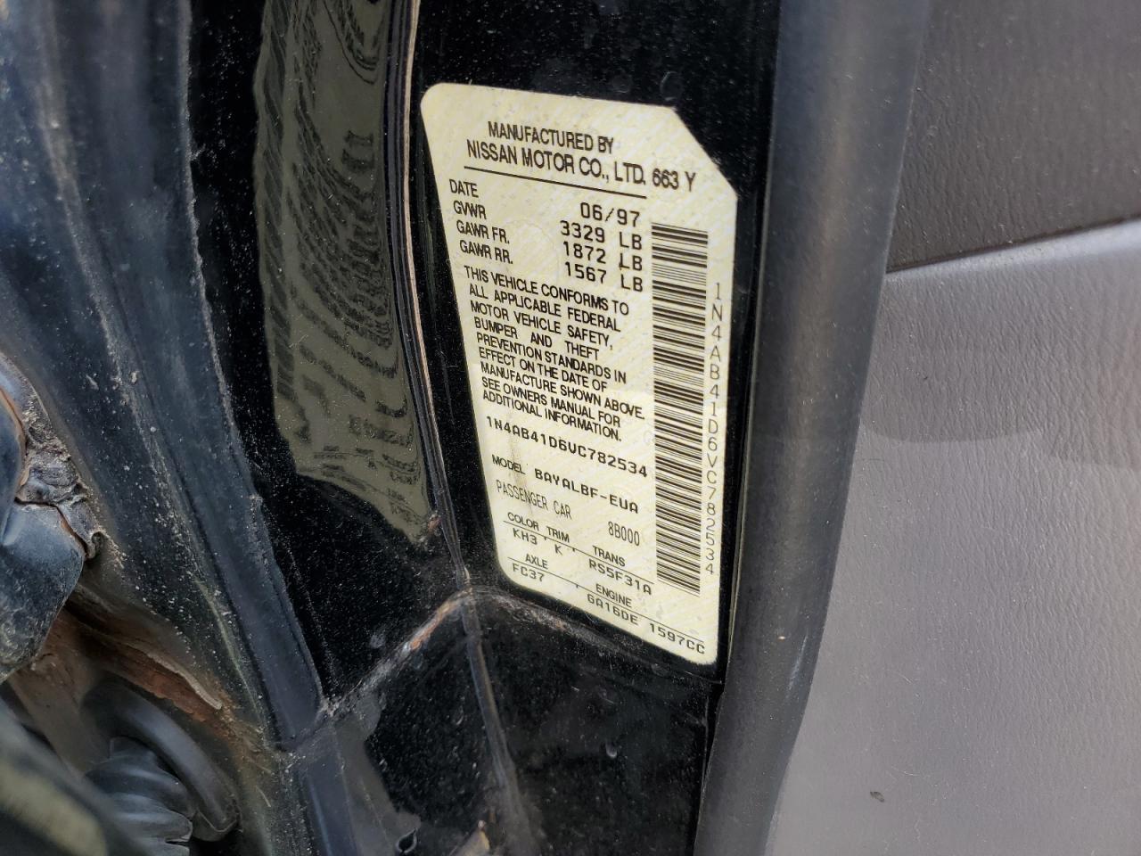 1997 Nissan Sentra Base VIN: 1N4AB41D6VC782534 Lot: 67884814