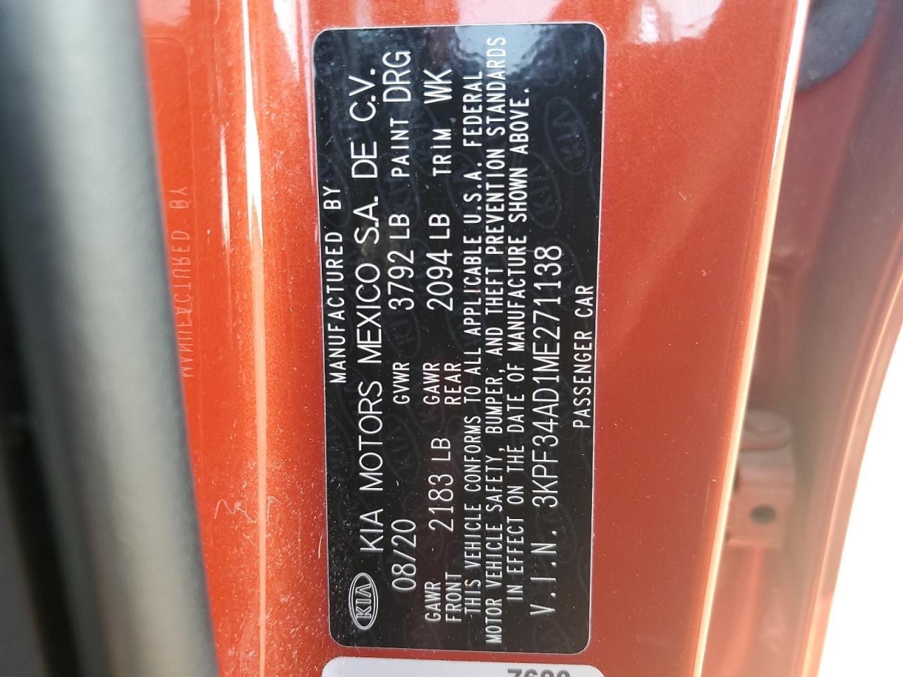 2021 Kia Forte Gt Line VIN: 3KPF34AD1ME271138 Lot: 67566144