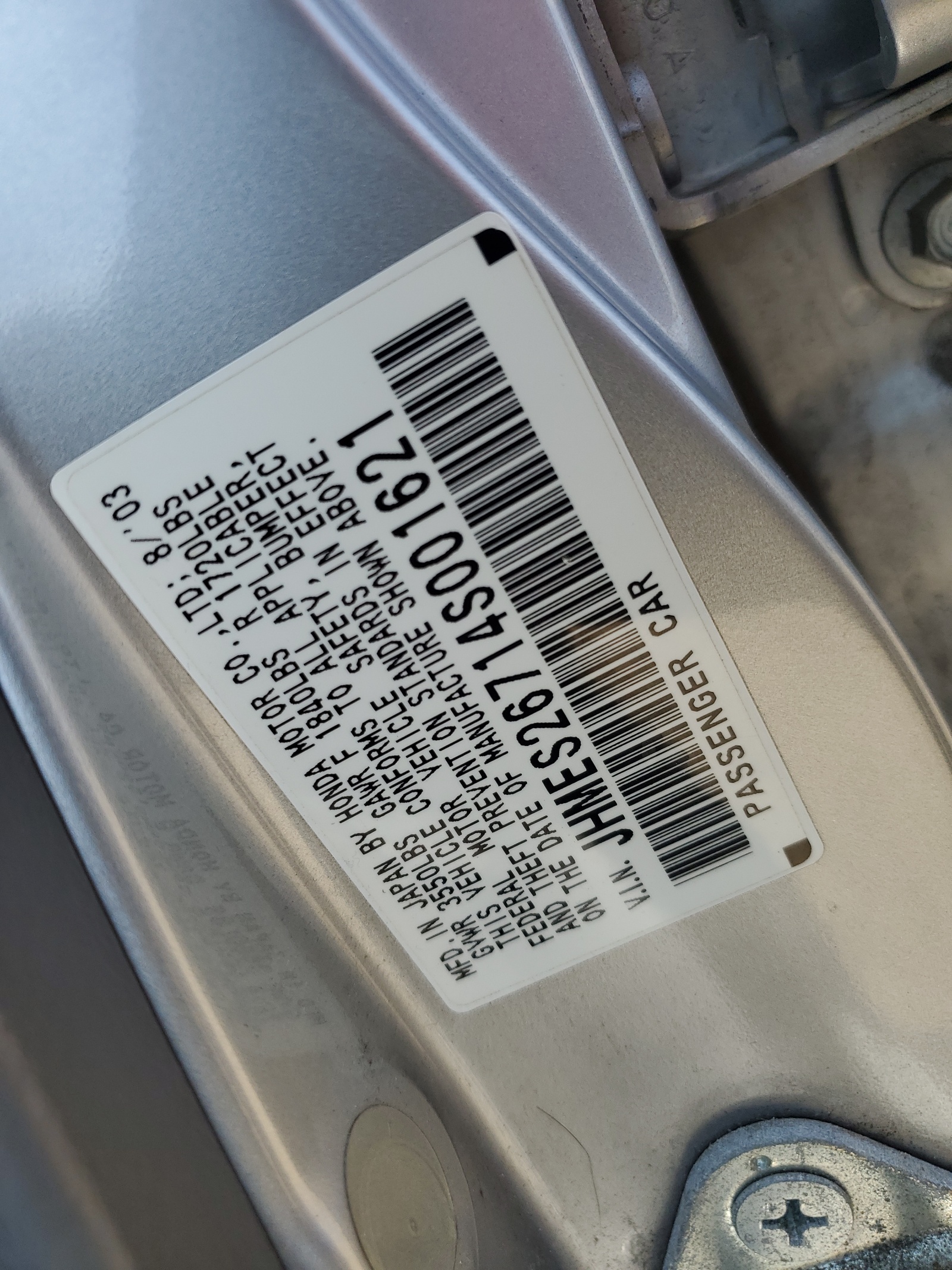 JHMES26714S001621 2004 Honda Civic Ex