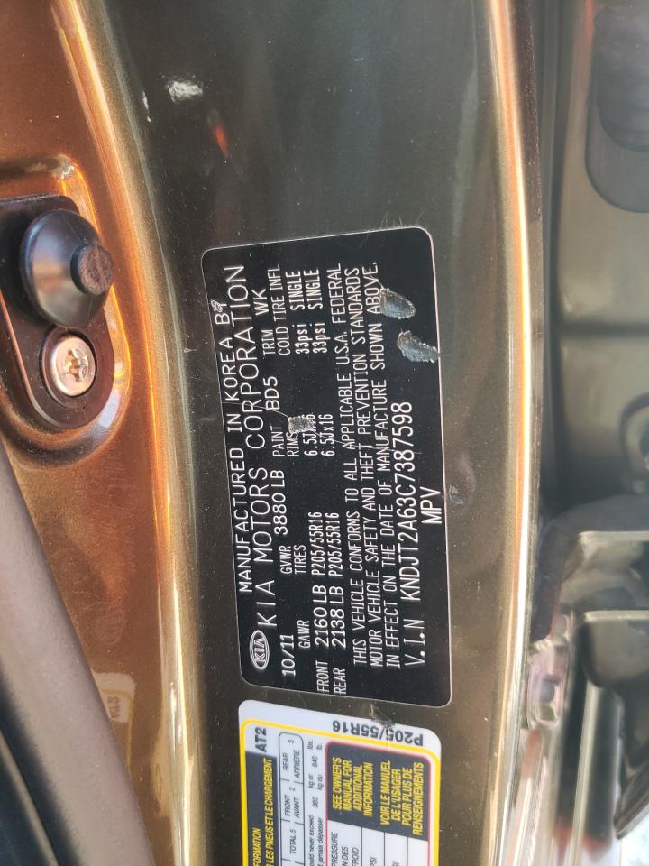 2012 Kia Soul + VIN: KNDJT2A63C7387598 Lot: 67163084