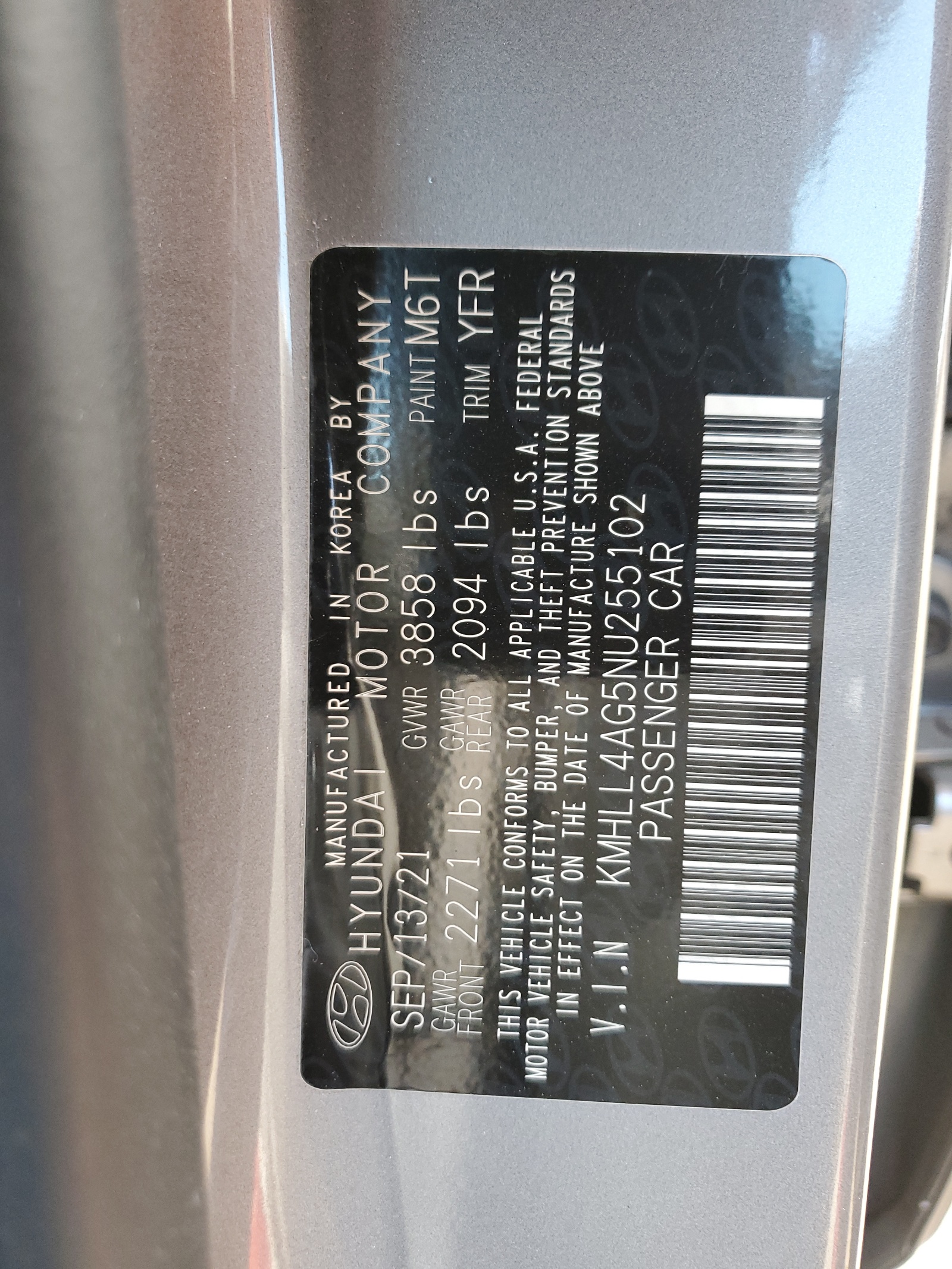 KMHLL4AG5NU255102 2022 Hyundai Elantra Se