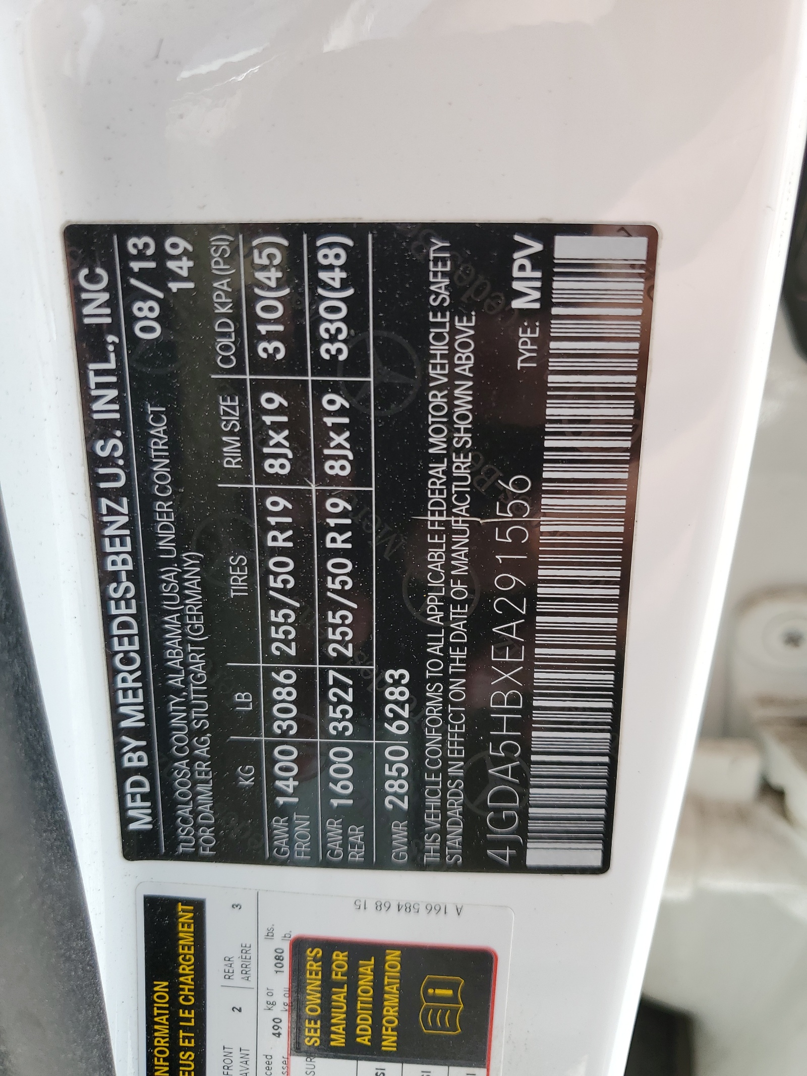 4JGDA5HBXEA291556 2014 Mercedes-Benz Ml 350 4Matic