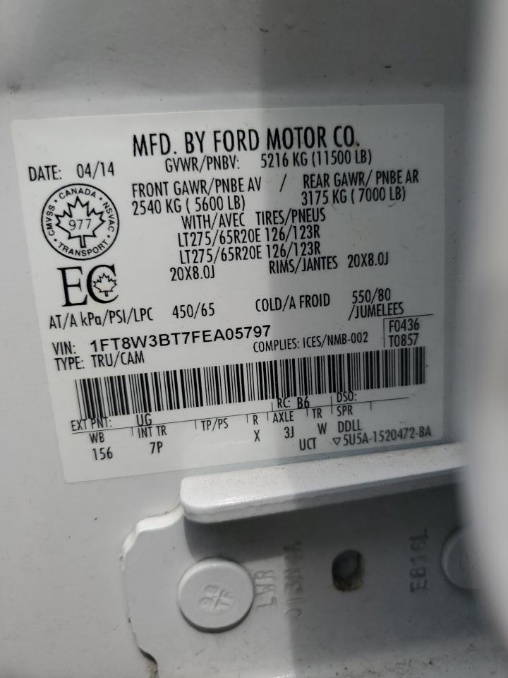 2015 Ford F350 Super Duty VIN: 1FT8W3BT7FEA05797 Lot: 66743094