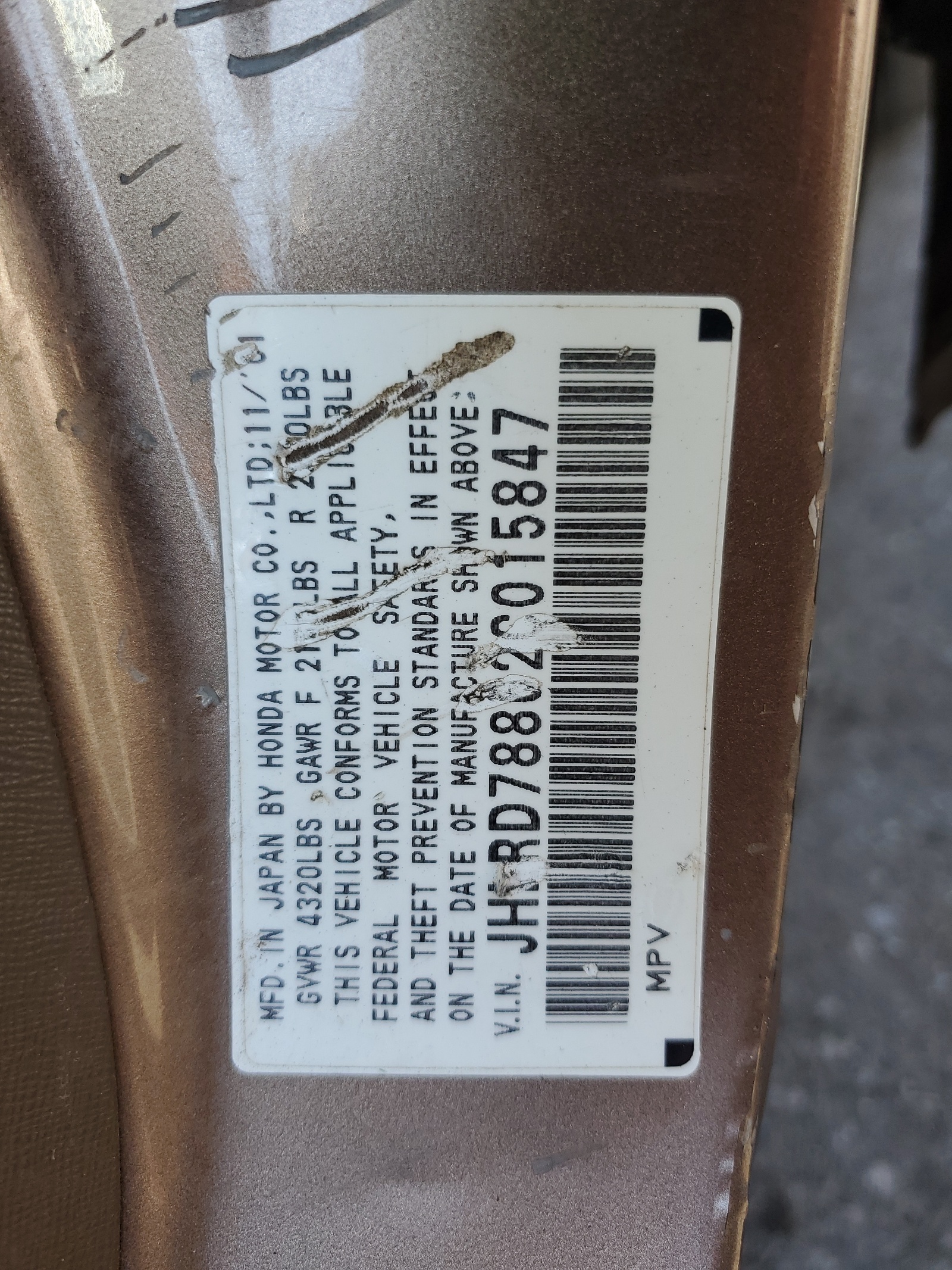 JHLRD78862C015847 2002 Honda Cr-V Ex