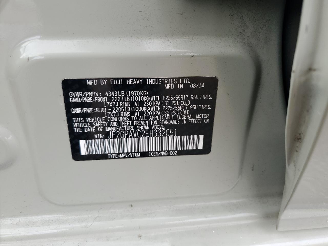 2014 Subaru Xv Crosstrek 2.0 Premium VIN: JF2GPAVC2EH332051 Lot: 69421054