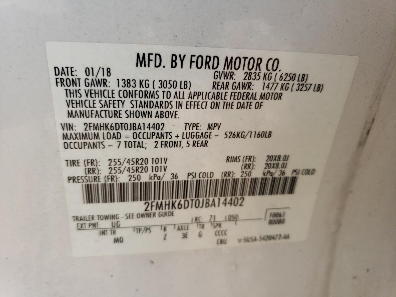 2FMHK6DT0JBA14402 2018 Ford Flex Limited