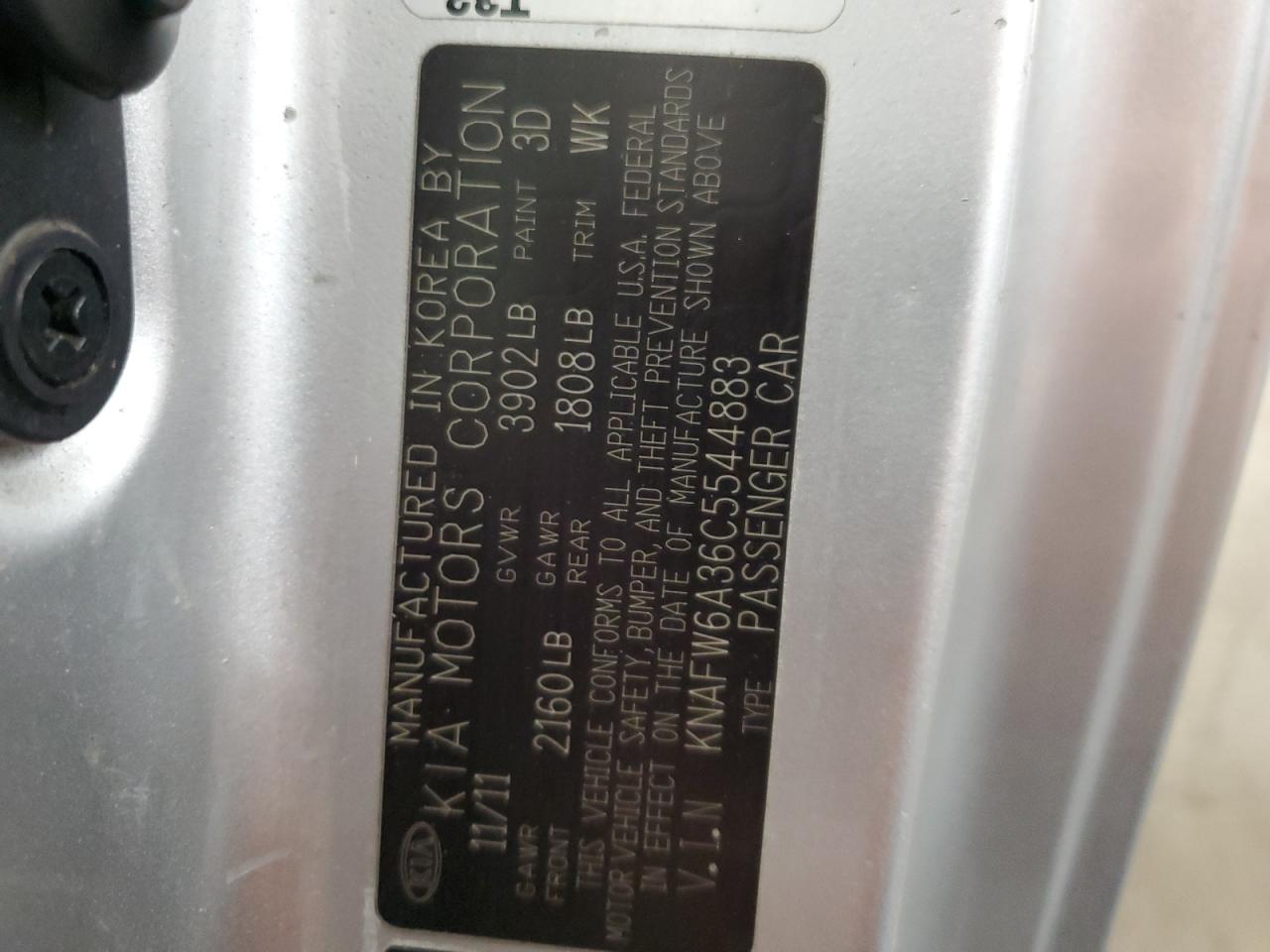 2012 Kia Forte Sx VIN: KNAFW6A36C5544883 Lot: 66404194