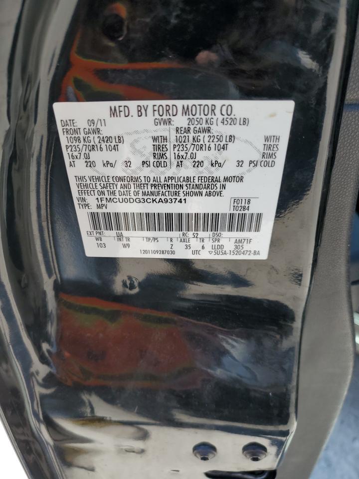 2012 Ford Escape Xlt VIN: 1FMCU0DG3CKA93741 Lot: 66577414