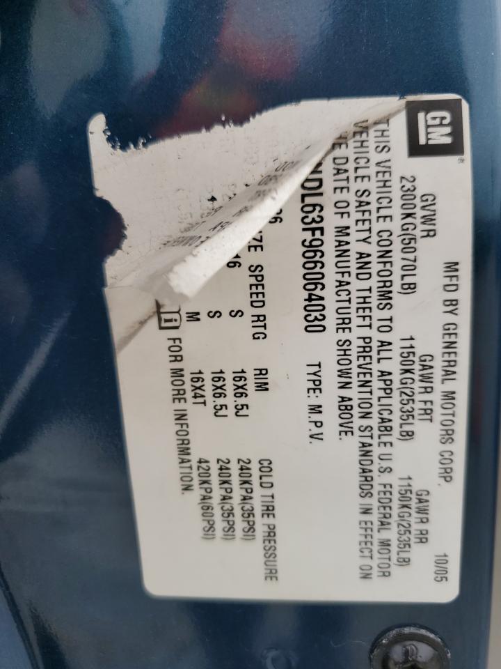 2006 Chevrolet Equinox Lt VIN: 2CNDL63F966064030 Lot: 66154974