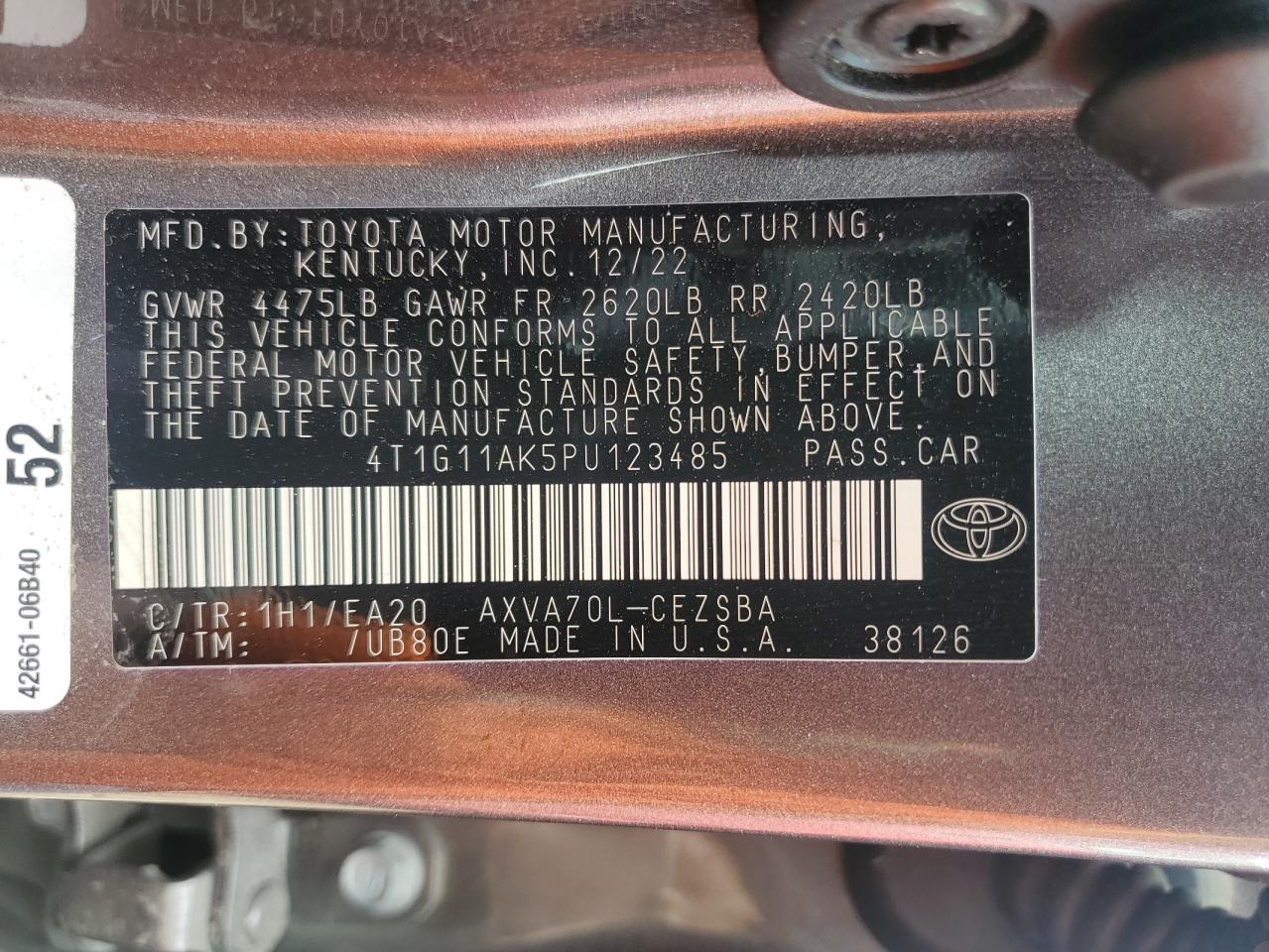 4T1G11AK5PU123485 2023 TOYOTA CAMRY - Image 14