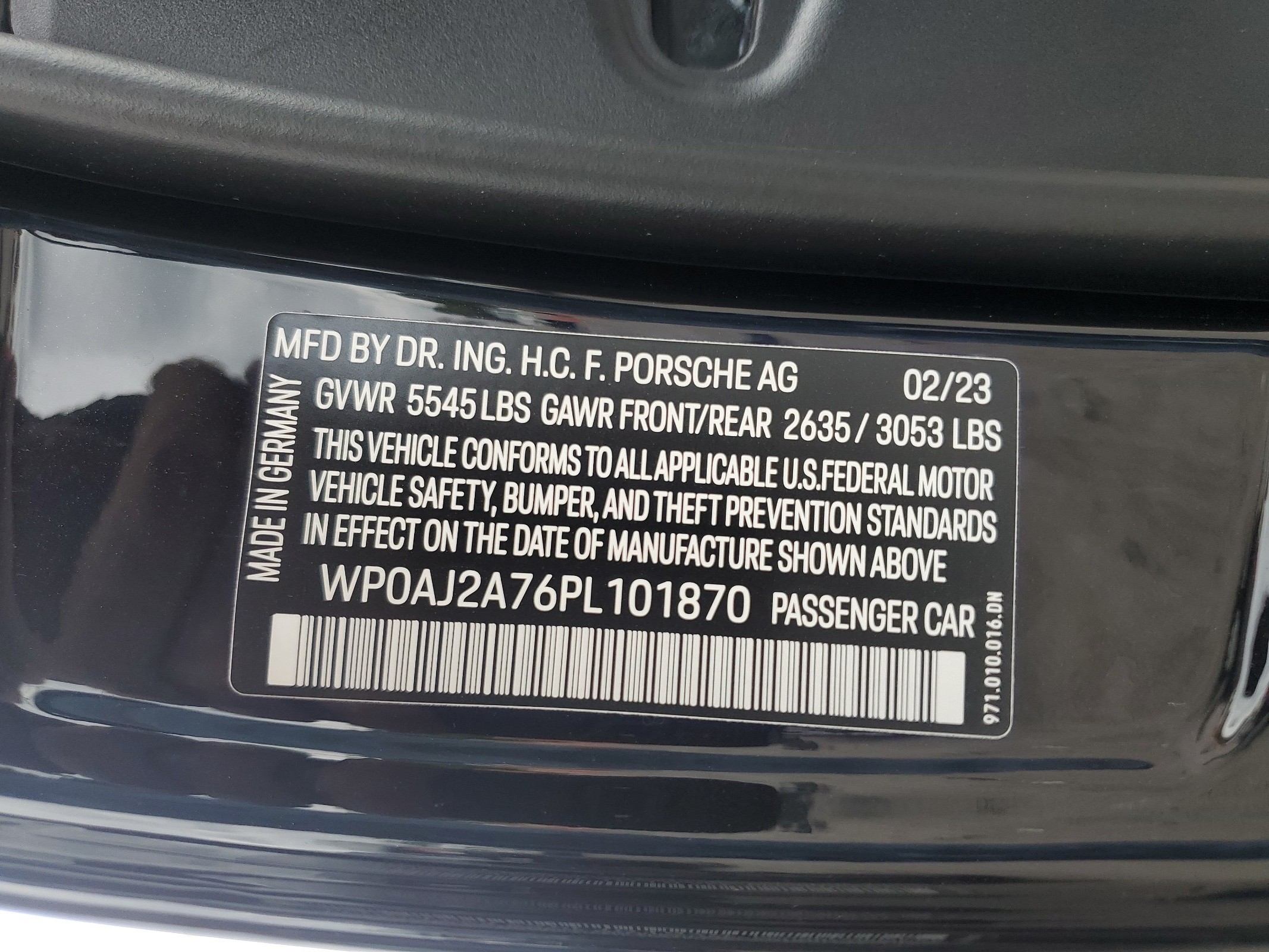 WP0AJ2A76PL101870 2023 Porsche Panamera Base WP0AJ2A76PL101870 2023 Porsche Panamera Base