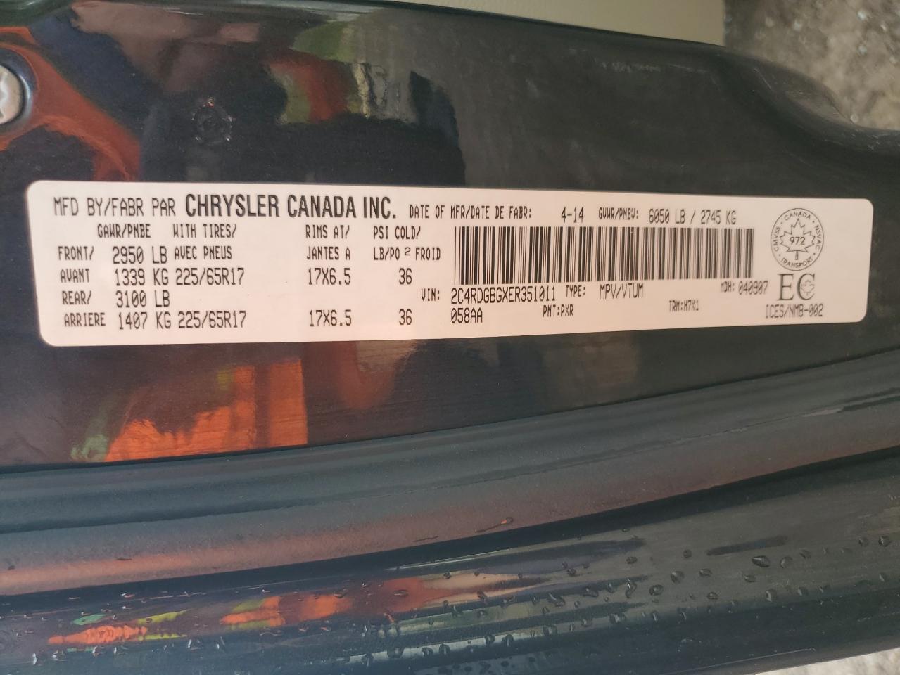 2C4RDGBGXER351011 2014 Dodge Grand Caravan Se