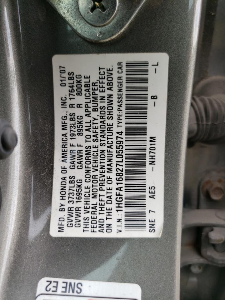 1HGFA16827L055974 2007 Honda Civic Ex