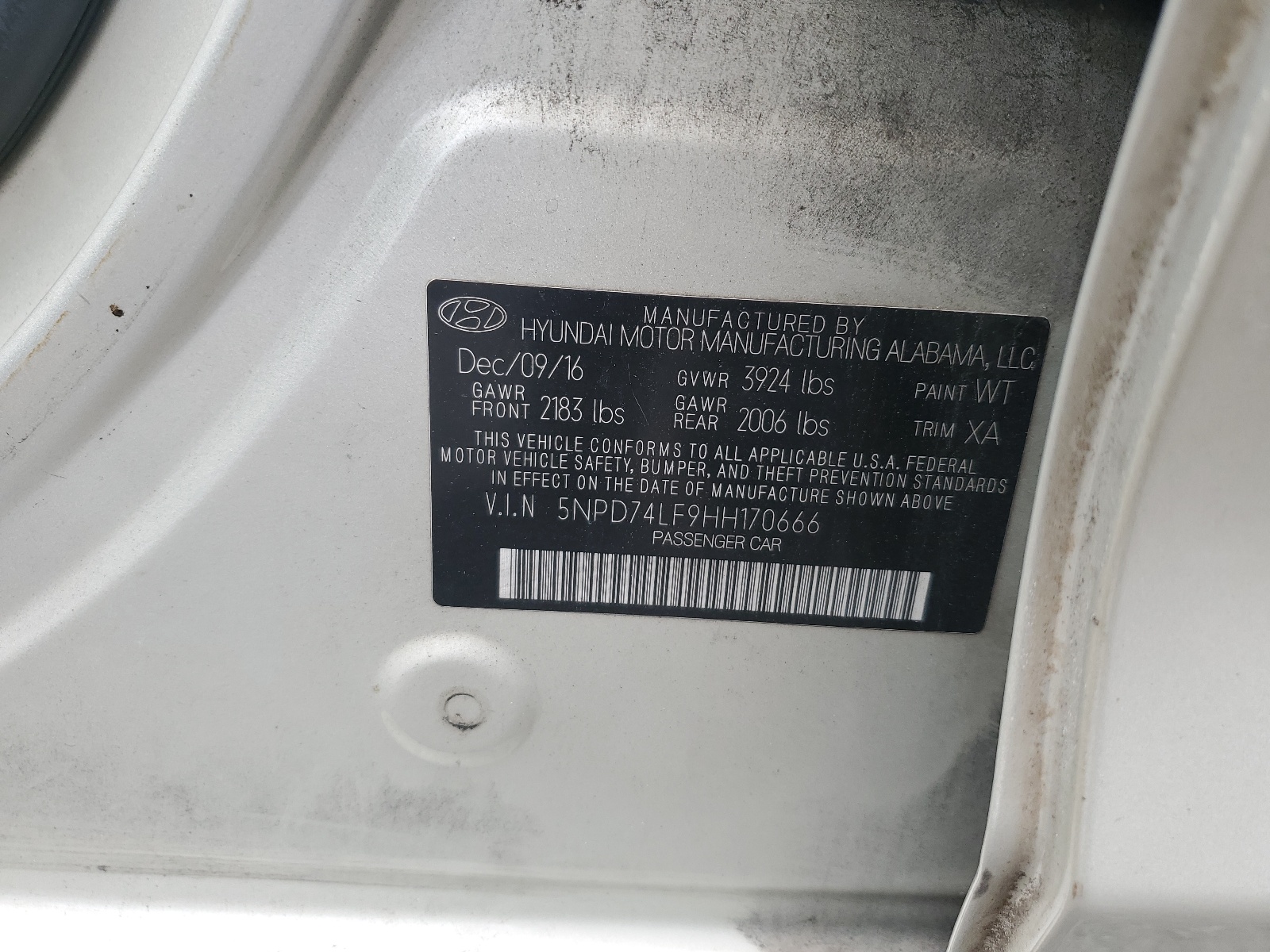 5NPD74LF9HH170666 2017 Hyundai Elantra Se