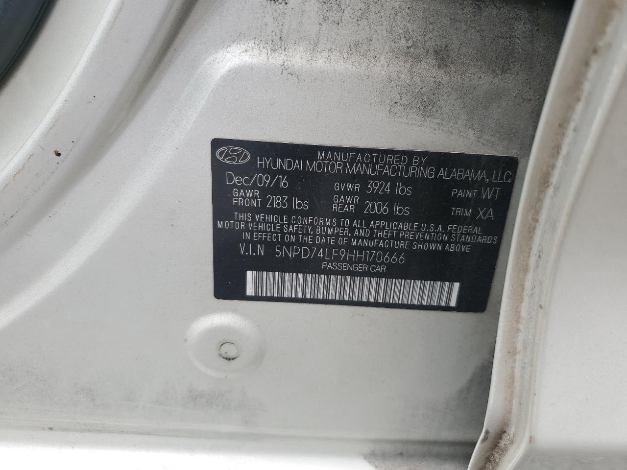 2017 Hyundai Elantra Se VIN: 5NPD74LF9HH170666 Lot: 65327644