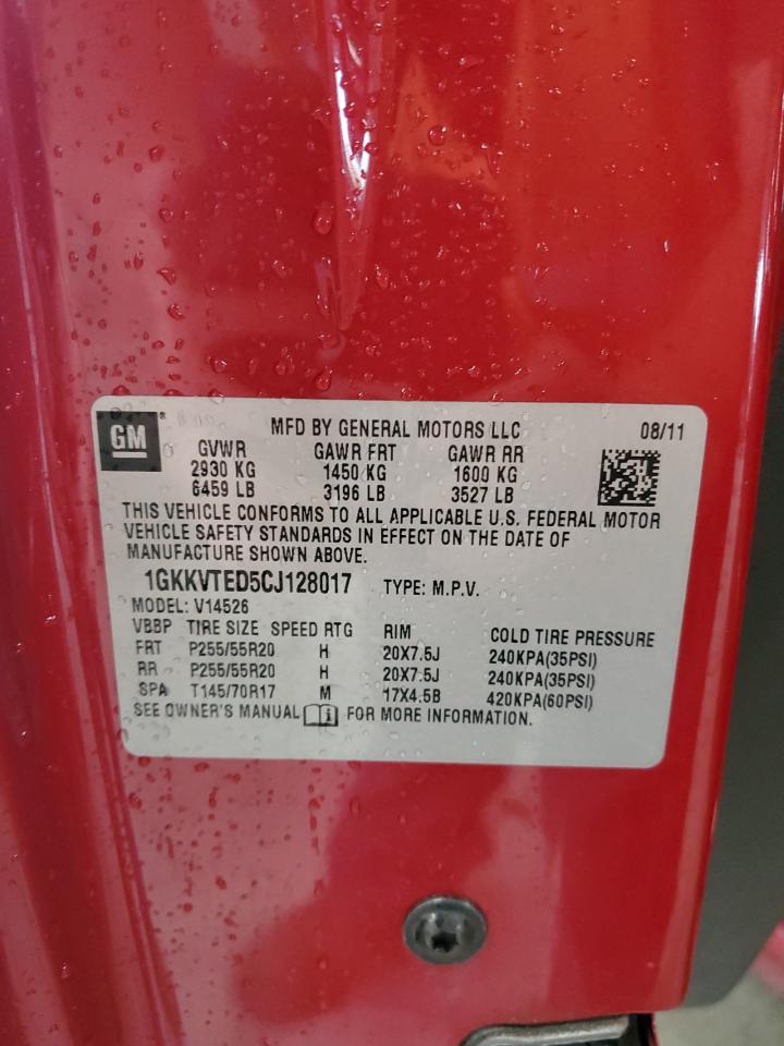 2012 GMC Acadia Denali VIN: 1GKKVTED5CJ128017 Lot: 66802924